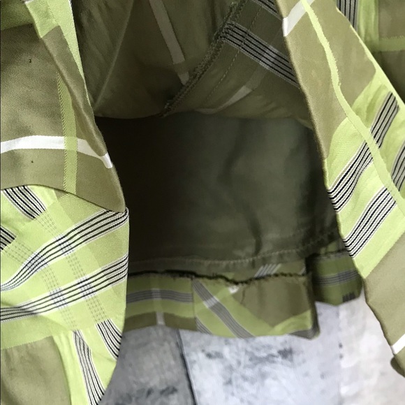 Burberry Lime Plaid Silk Pleated Skirt Sz 4 EUC - Picture 6 of 8